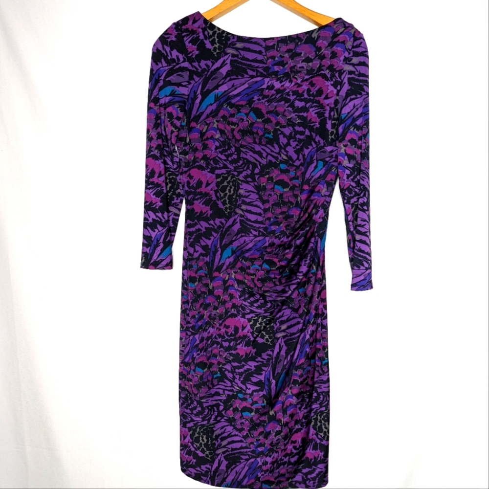 Jessica Simpson Purple Floral Print Midi Dress